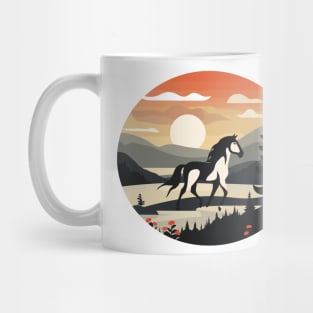 Equine Elegance: Majestic Horses in Beautiful Riding Landscape Mug